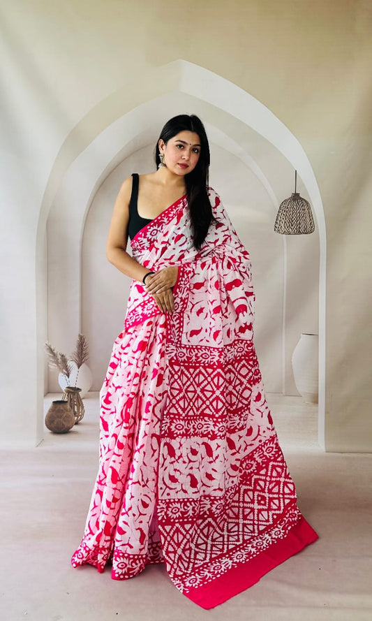 Traditional Bhagalpuri Linen Cotton Saree for Women