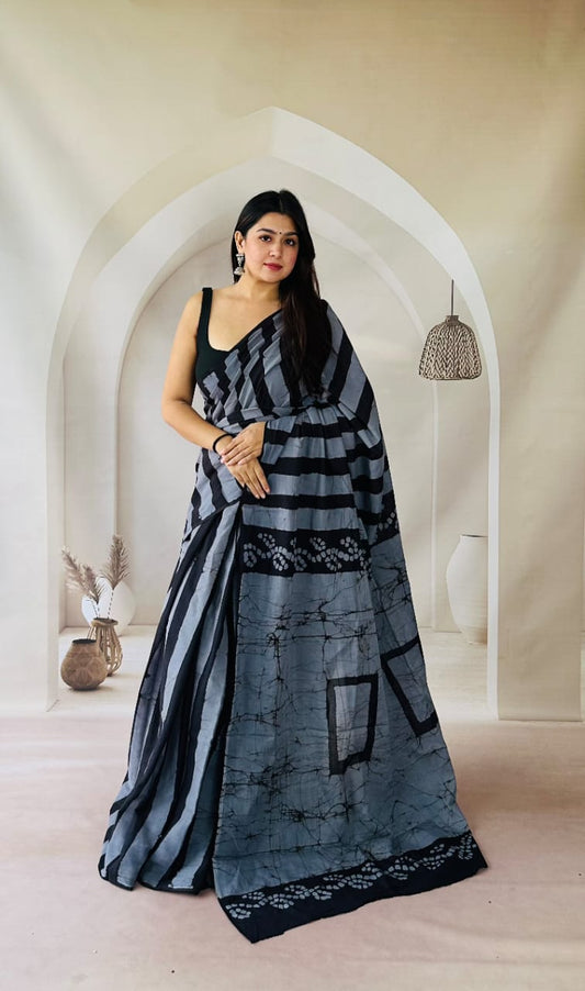 Traditional Bhagalpuri Linen Cotton Saree for Women