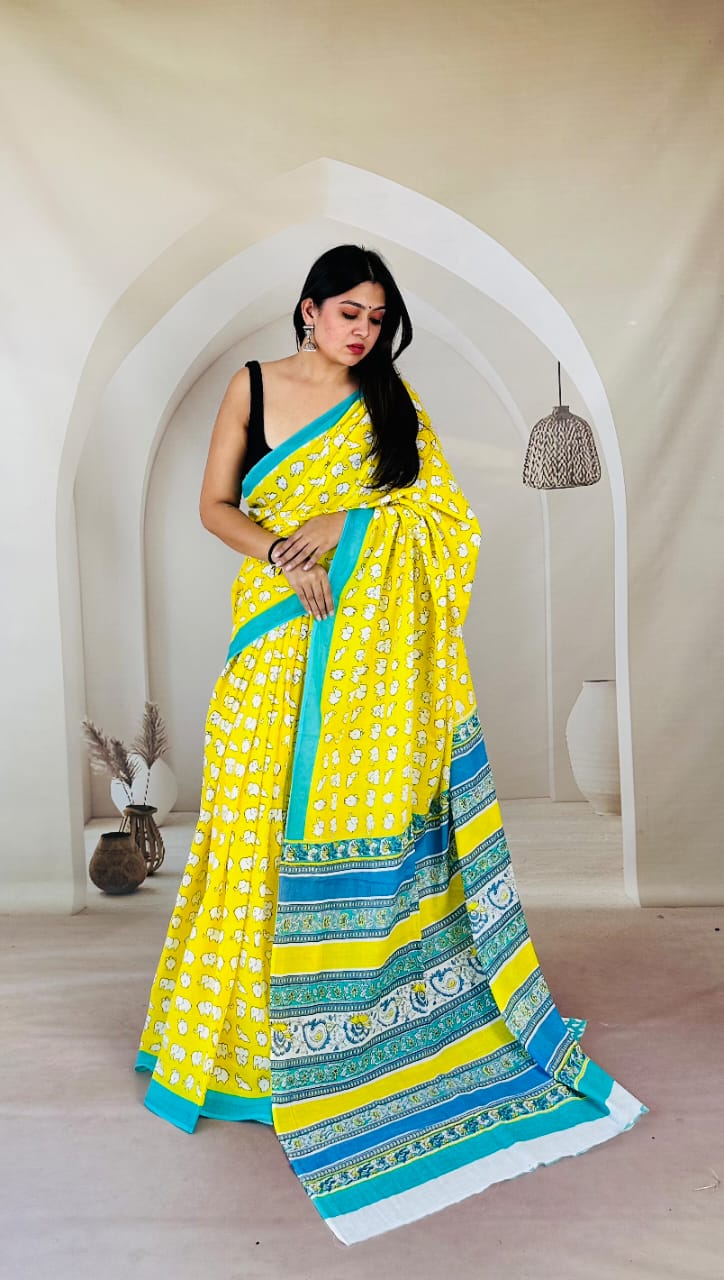 Traditional Bhagalpuri Linen Cotton Saree for Women