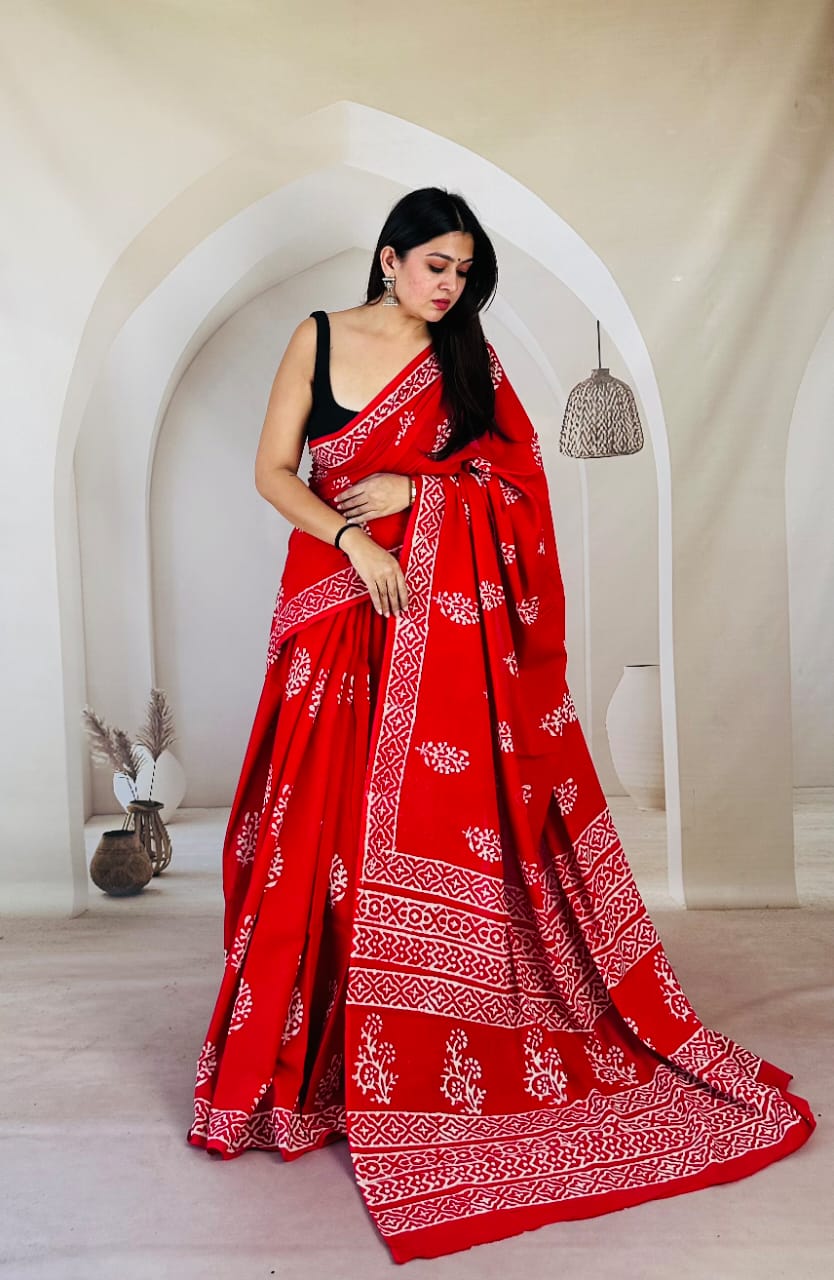 Traditional Bhagalpuri Linen Cotton Saree for Women