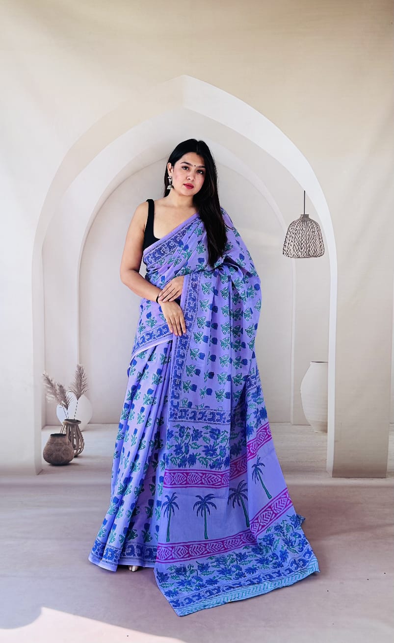 Traditional Bhagalpuri Linen Cotton Saree for Women