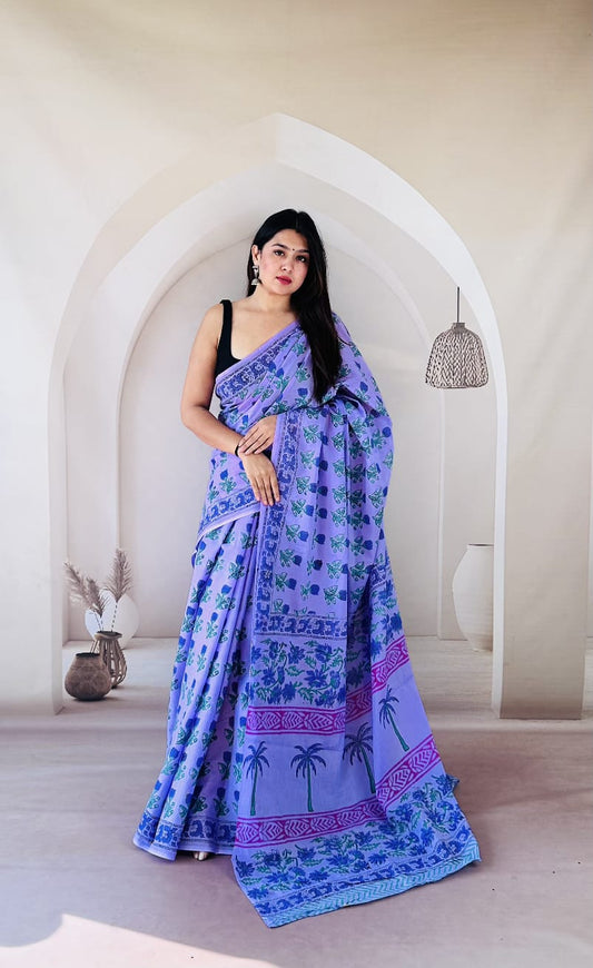 Traditional Bhagalpuri Linen Cotton Saree for Women