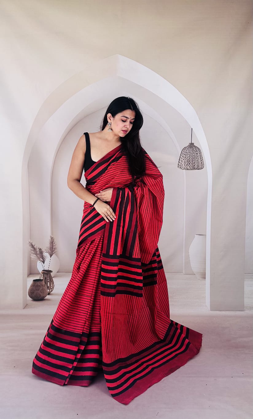 Traditional Bhagalpuri Linen Cotton Saree for Women