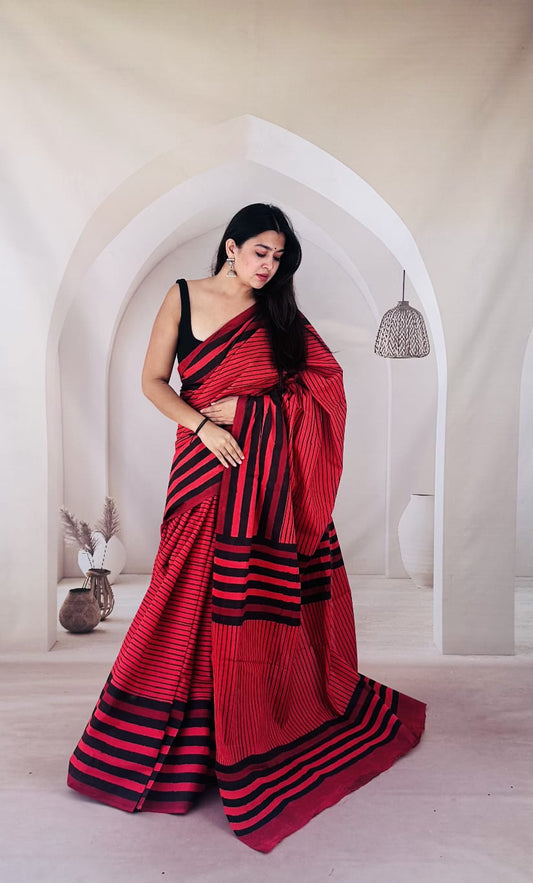Traditional Bhagalpuri Linen Cotton Saree for Women