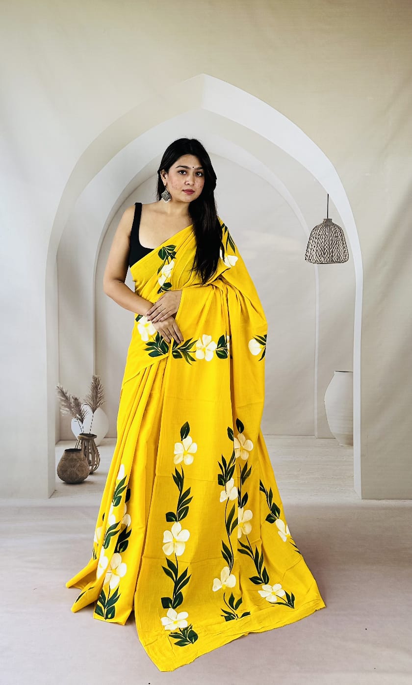 Traditional Bhagalpuri Linen Cotton Saree for Women