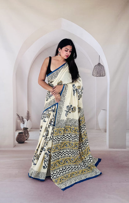 Traditional Bhagalpuri Linen Cotton Saree for Women