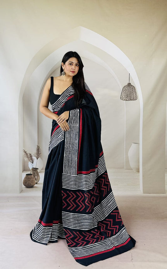Traditional Bhagalpuri Linen Cotton Saree for Women