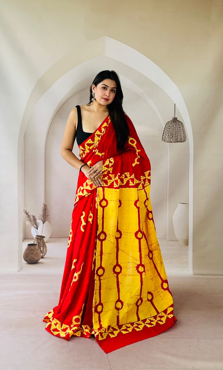 Traditional Bhagalpuri Linen Cotton Saree for Women