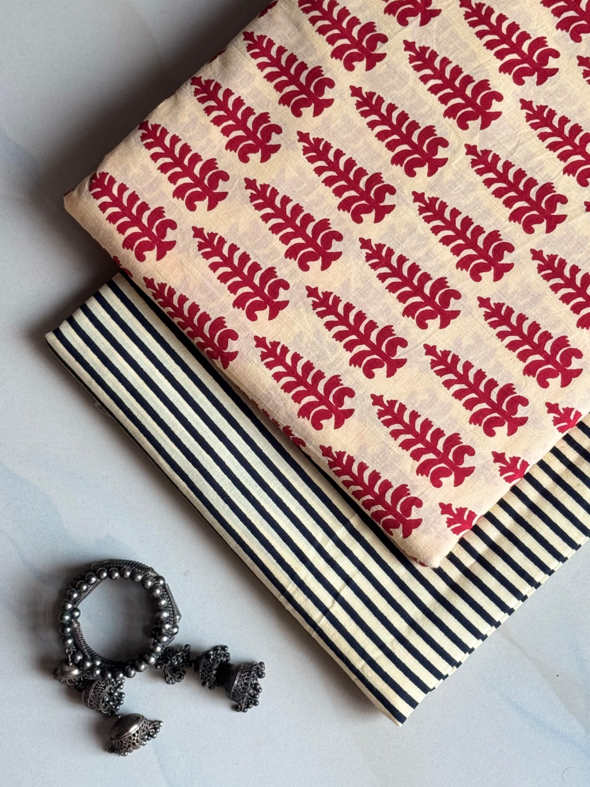 Traditional Hand Block Print Cotton Suit & Dupatta Combo Set