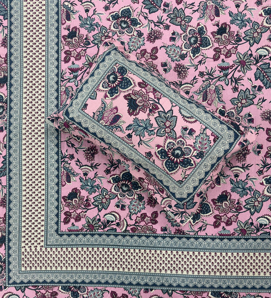 Soft Pure Cotton Jaipuri Style Double Bedsheet with 2 Reversible Pillow Covers