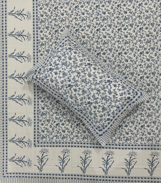 Soft Pure Cotton Jaipuri Style Double Bedsheet with 2 Reversible Pillow Covers