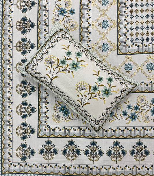 Soft Pure Cotton Jaipuri Style Double Bedsheet with 2 Reversible Pillow Covers