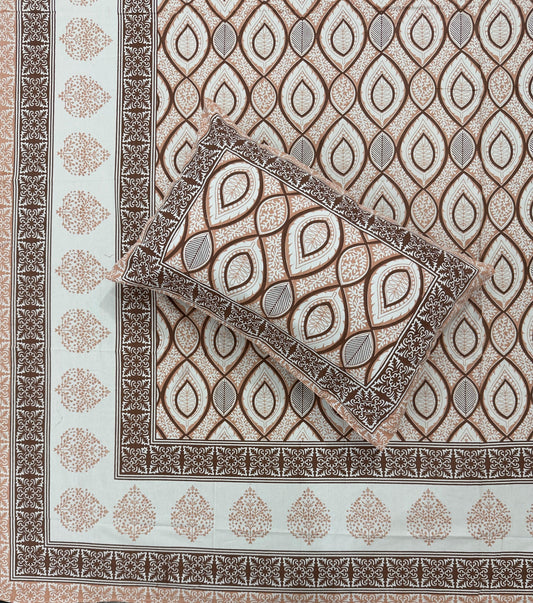 Soft Pure Cotton Jaipuri Style Double Bedsheet with 2 Reversible Pillow Covers
