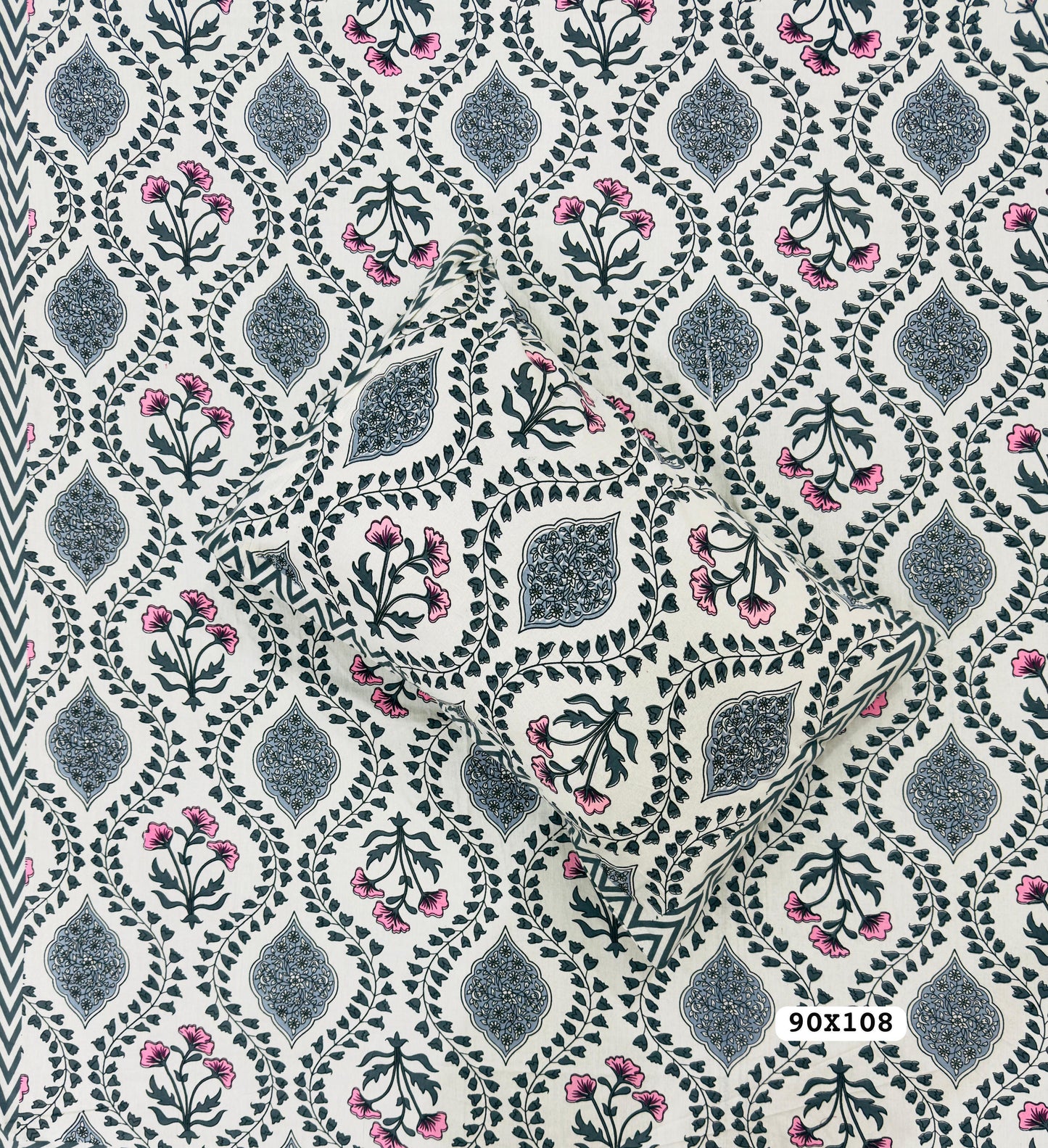Soft Pure Cotton Jaipuri Style Double Bedsheet with 2 Reversible Pillow Covers