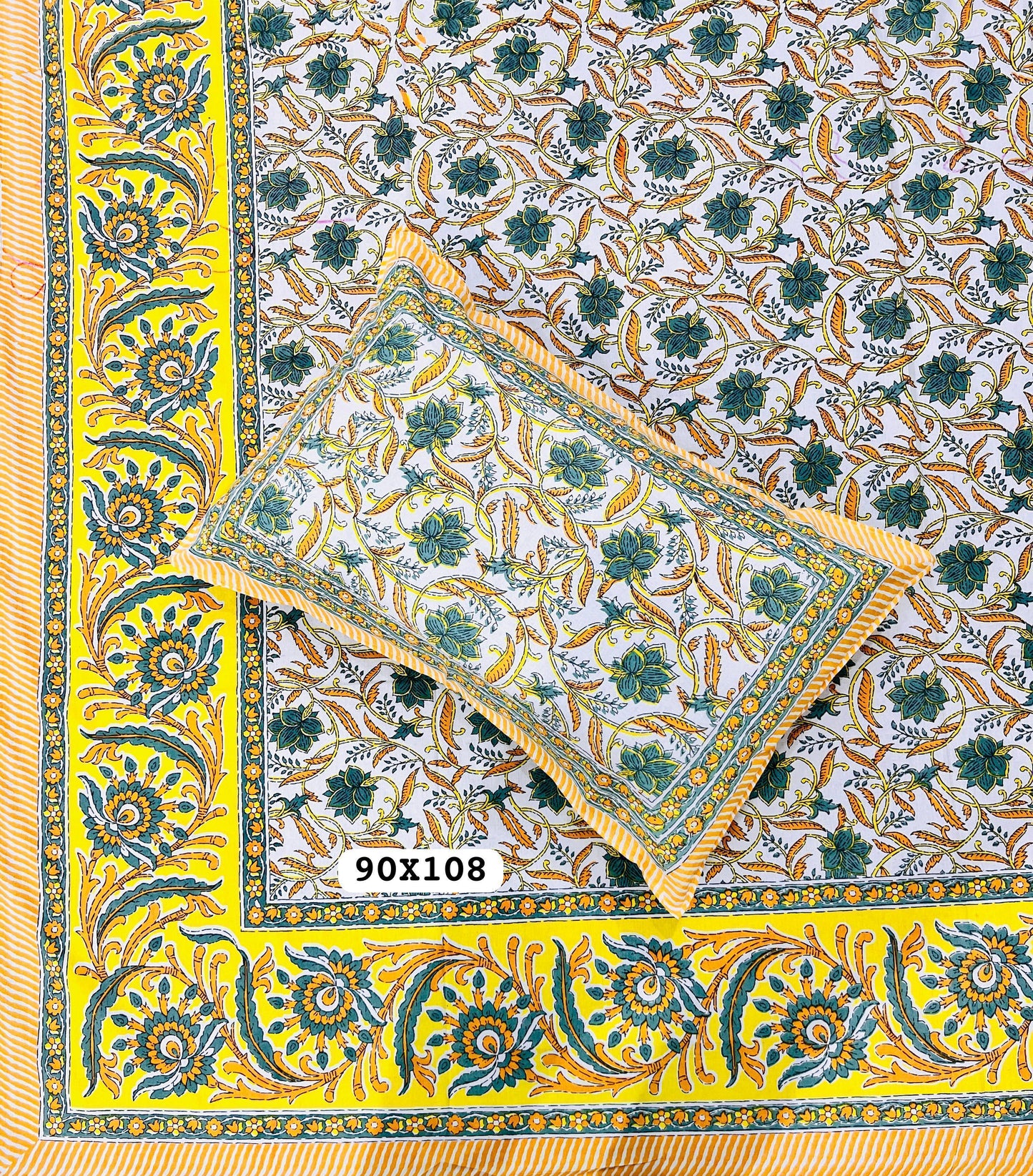 Soft Pure Cotton Jaipuri Style Double Bedsheet with 2 Reversible Pillow Covers