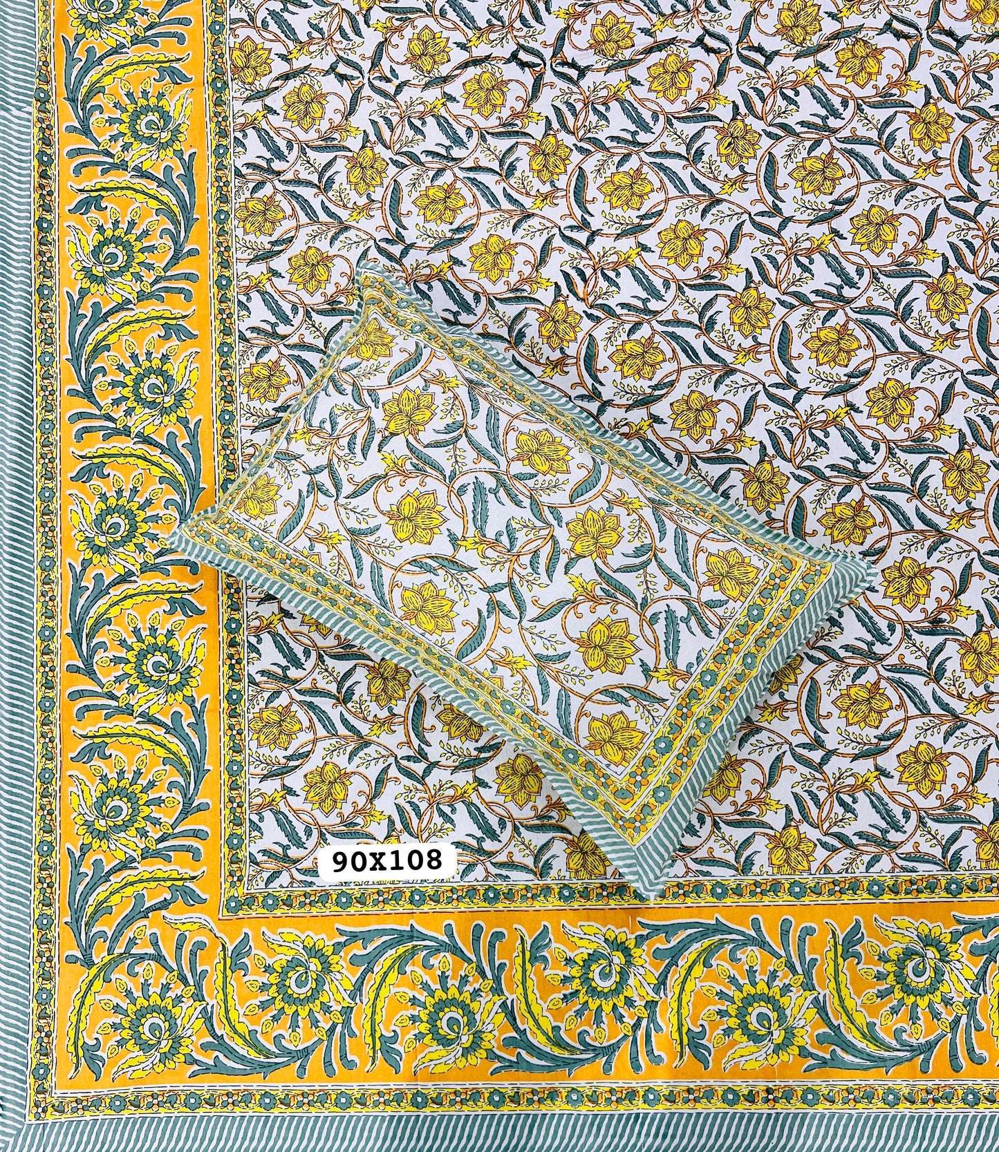 Soft Pure Cotton Jaipuri Style Double Bedsheet with 2 Reversible Pillow Covers