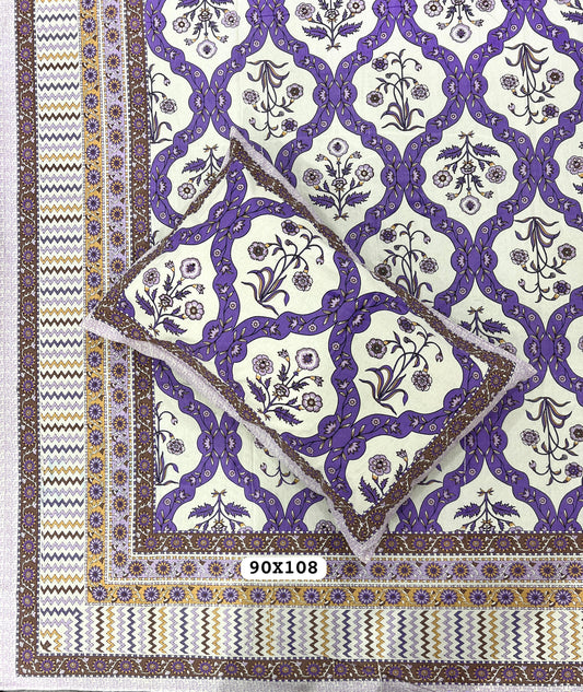 Soft Pure Cotton Jaipuri Style Double Bedsheet with 2 Reversible Pillow Covers