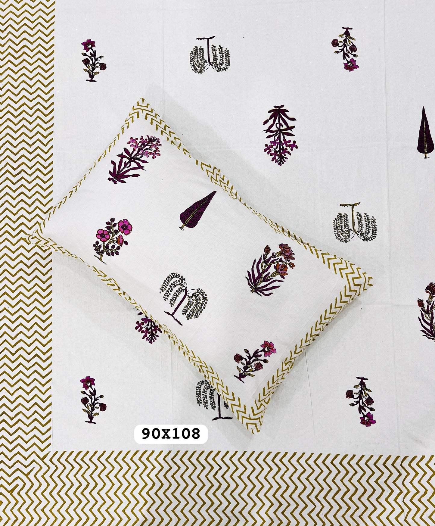 Soft Pure Cotton Jaipuri Style Double Bedsheet with 2 Reversible Pillow Covers