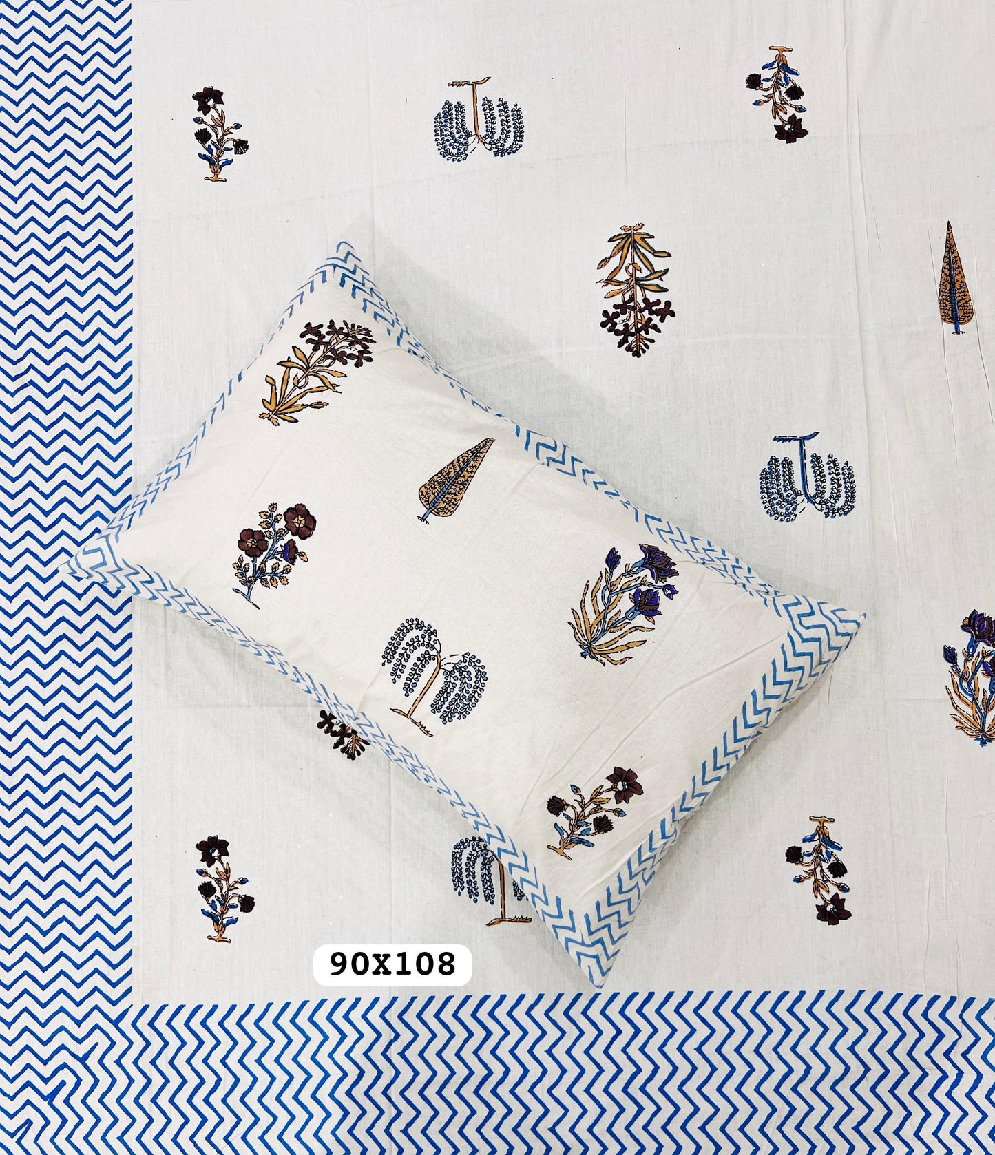 Soft Pure Cotton Jaipuri Style Double Bedsheet with 2 Reversible Pillow Covers
