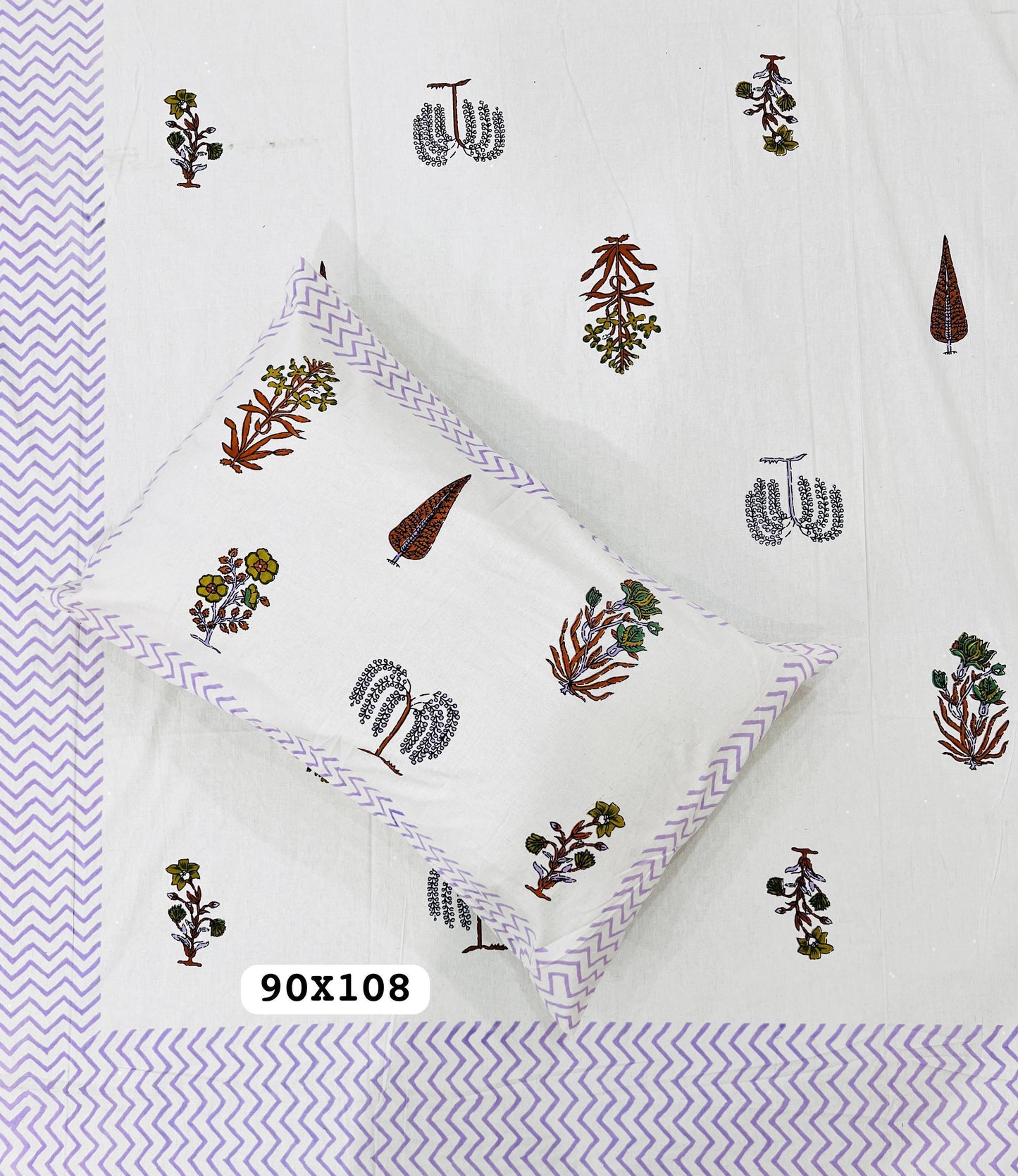 Soft Pure Cotton Jaipuri Style Double Bedsheet with 2 Reversible Pillow Covers