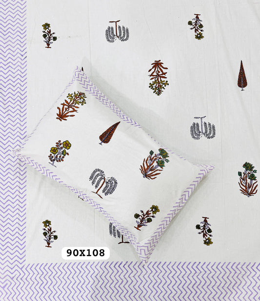 Soft Pure Cotton Jaipuri Style Double Bedsheet with 2 Reversible Pillow Covers
