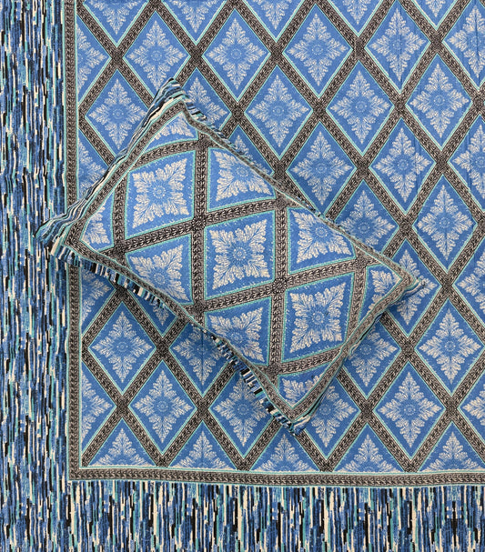 Soft Pure Cotton Jaipuri Style Double Bedsheet with 2 Reversible Pillow Covers