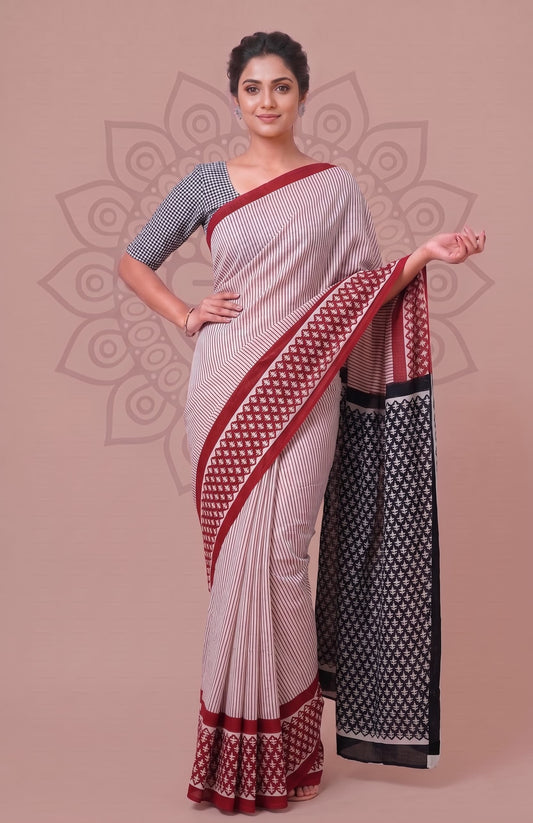 Traditional Hand Block Printed Collection Cotton Sarees for Women