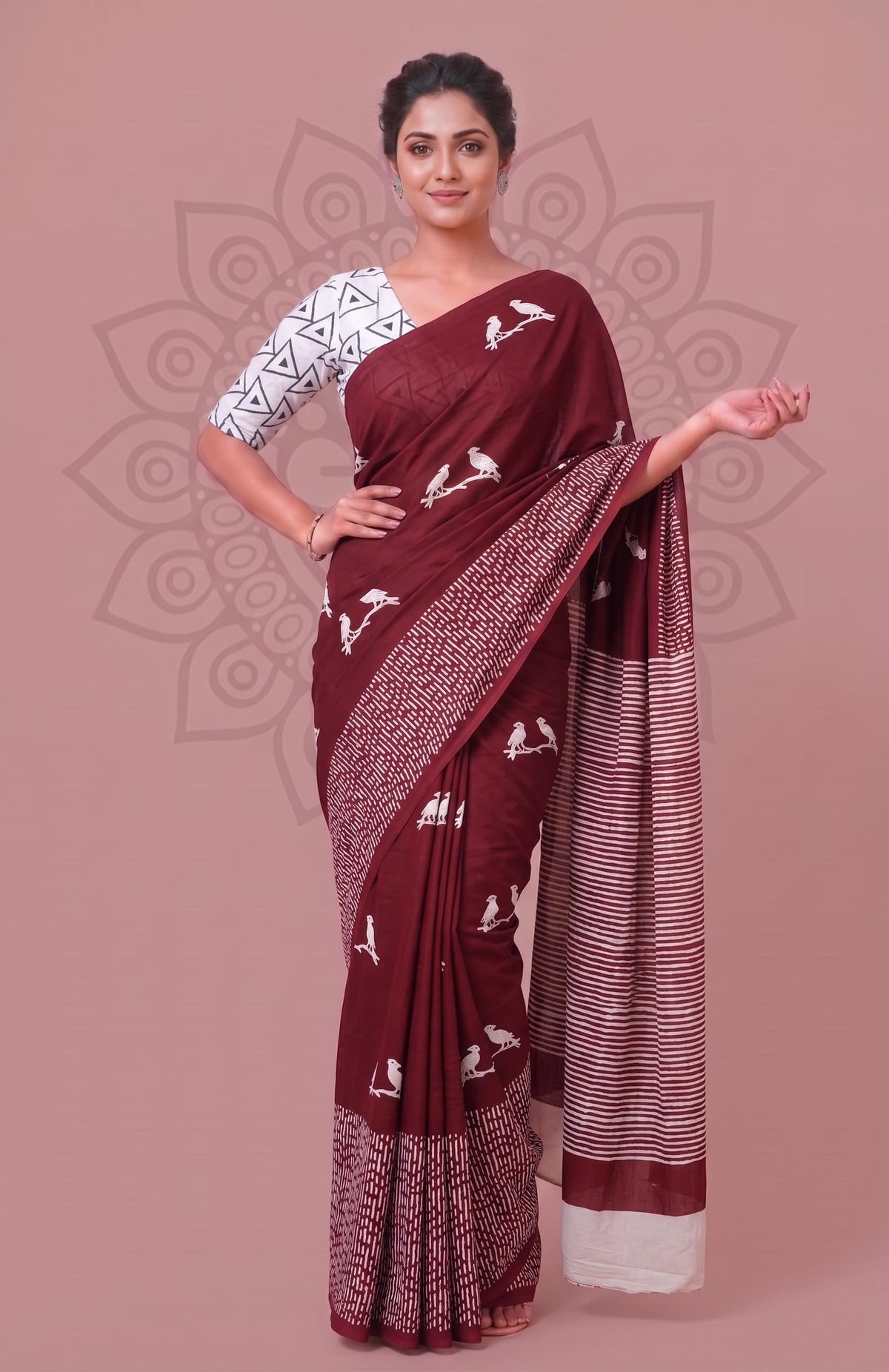 Jaipuri Hand Block Saree – Elegant Traditional Cotton Print