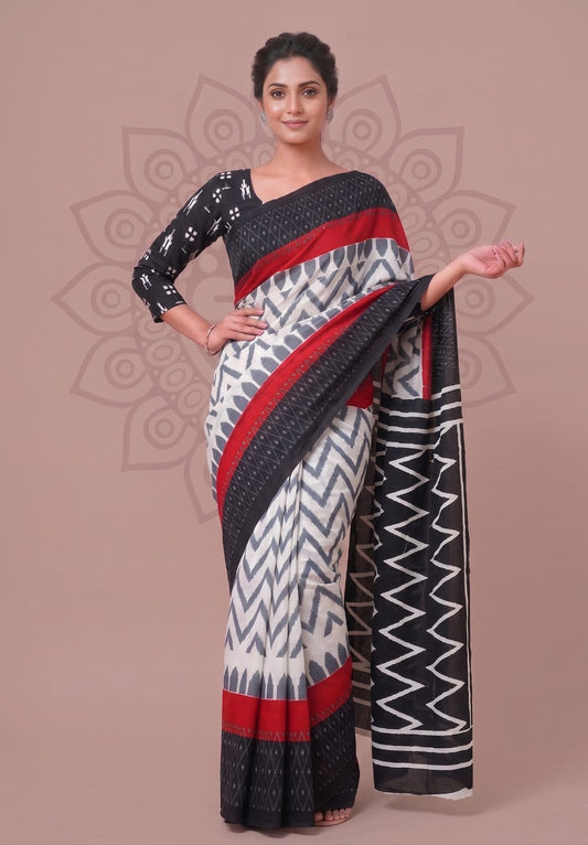 Cotton Saree for Women – Elegant Floral Hand Block Print