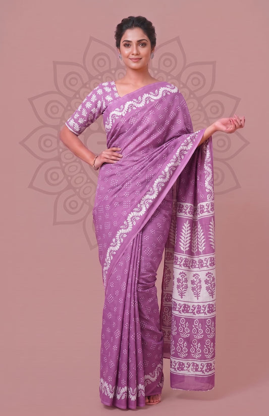 Jaipuri Saree -Traditional Hand Block Printed Cotton Design