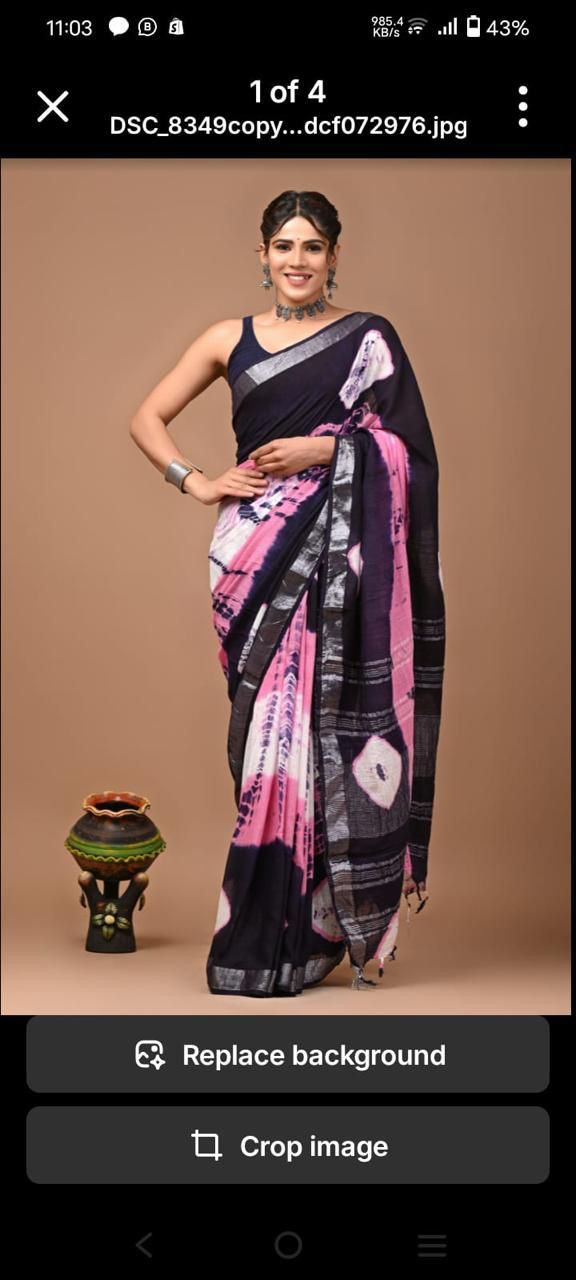Traditional Bhagalpuri Linen Cotton Saree for Women