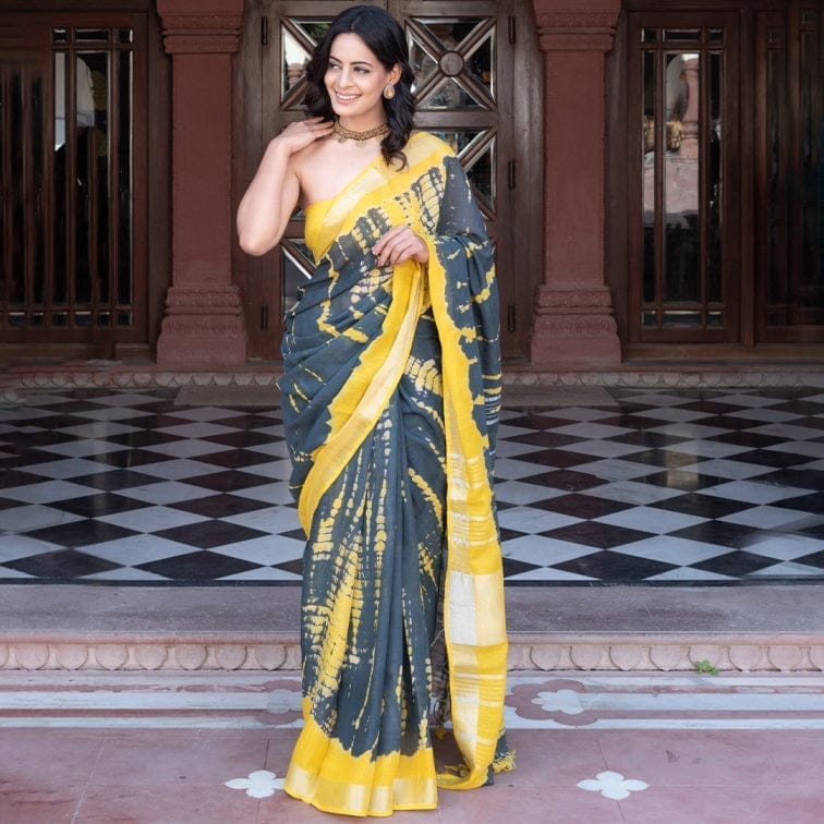 Traditional Bhagalpuri Linen Cotton Saree for Women
