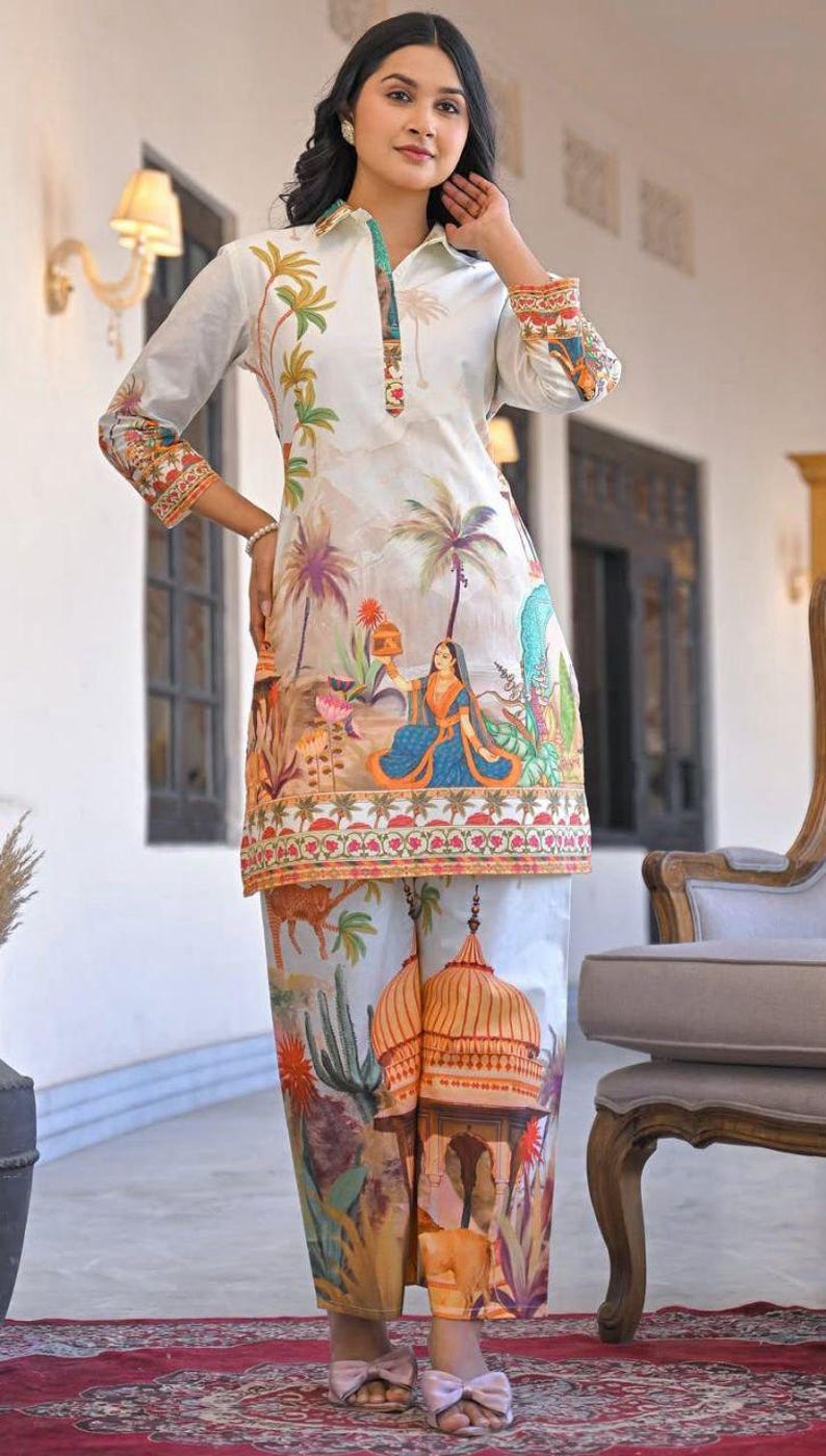 Digital Print Cotton Co Ord Set Soft Top