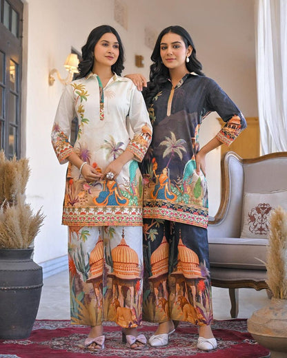 Digital Print Cotton Co Ord Set Soft Top