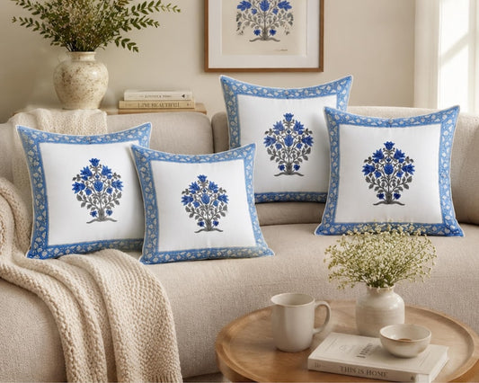 Jaipuri Pink Block Handmade Print Cushion Cover