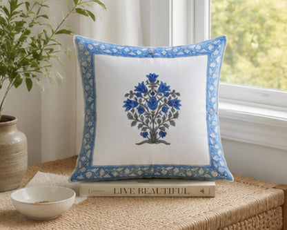 Jaipuri Pink Block Handmade Print Cushion Cover