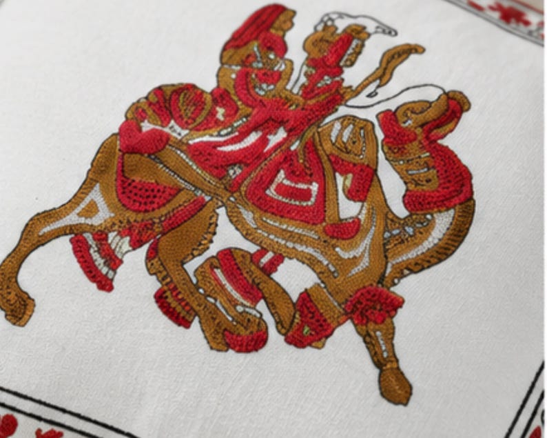 Rajasthani Horse Rider Cotton Handmade Cushion Cover