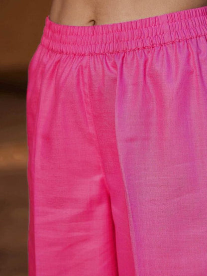Fuchsia Women Co Ord Set Gold Embroidered