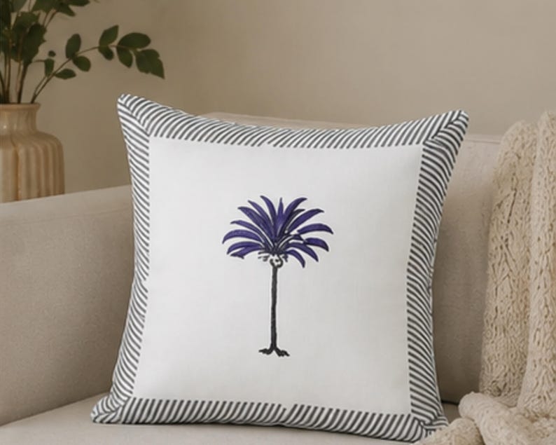 Handmade Cotton Palm Tree Boho Style Cushion Cover