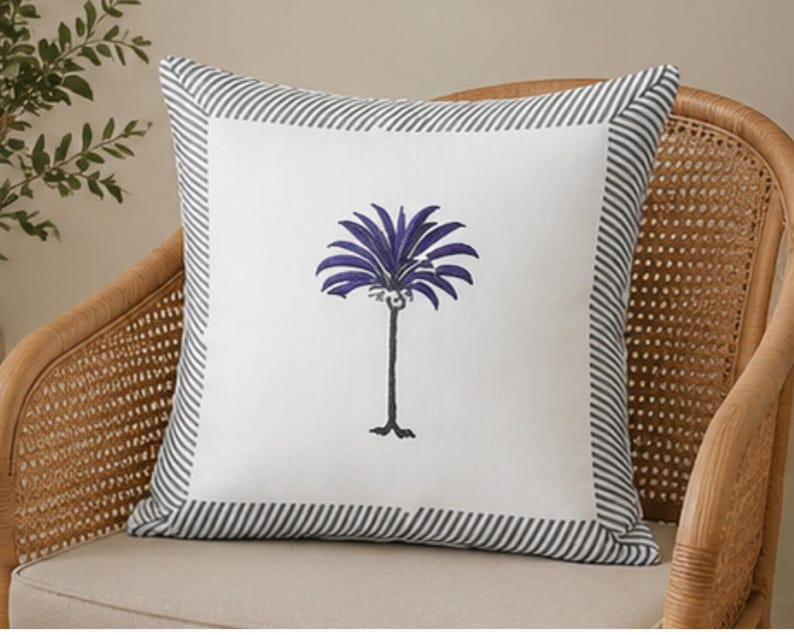 Handmade Cotton Palm Tree Boho Style Cushion Cover