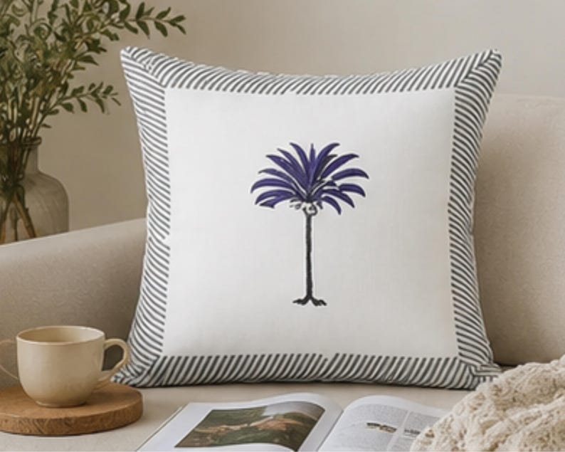Handmade Cotton Palm Tree Boho Style Cushion Cover