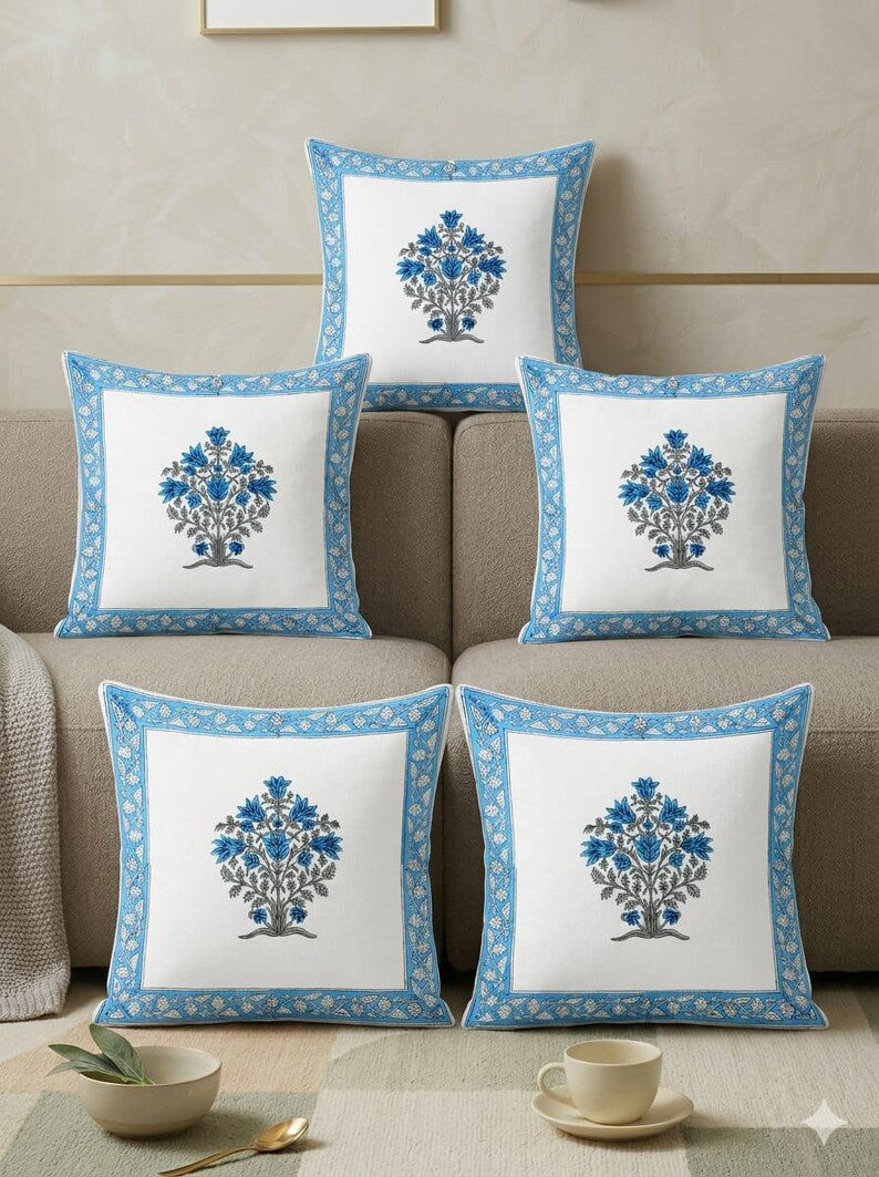 Jaipuri Pink Block Handmade Print Cushion Cover