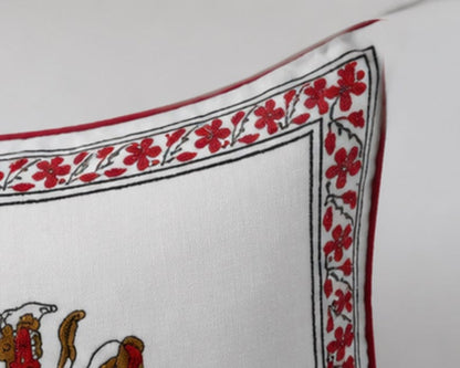 Rajasthani Horse Rider Cotton Handmade Cushion Cover