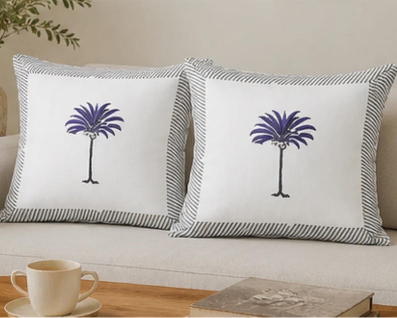 Handmade Cotton Palm Tree Boho Style Cushion Cover