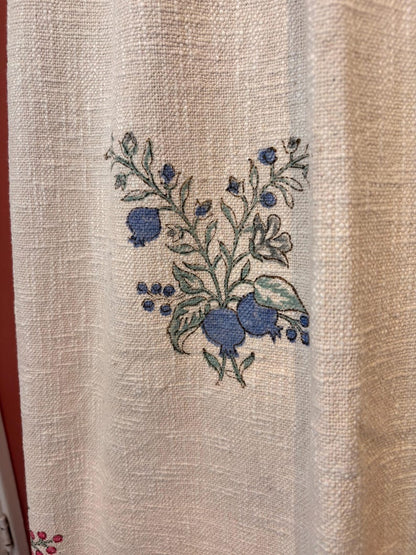 Handblock Print Cotton Sofa Throw Cream Floral - Jaipur Artisan Slub Cotton Blanket/Table Cloth