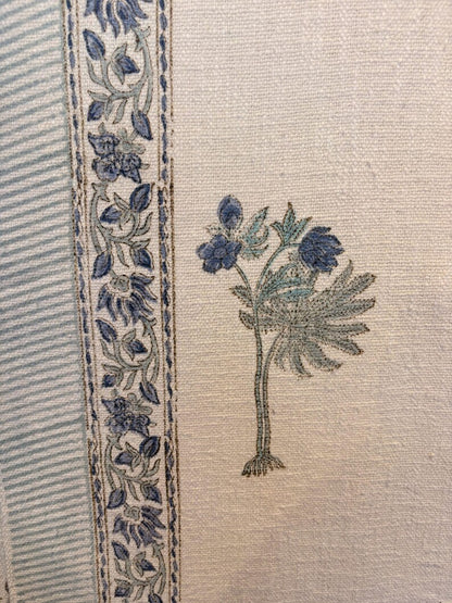 Handblock Print Cotton Sofa Throw Blue Tree - Jaipur Artisan Slub Cotton Blanket/Table Cloth