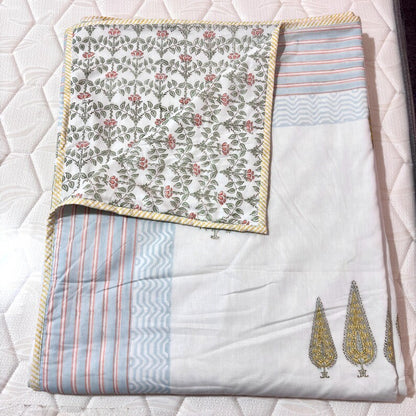 Traditional Hand Block Cotton Dohar for Summer & AC