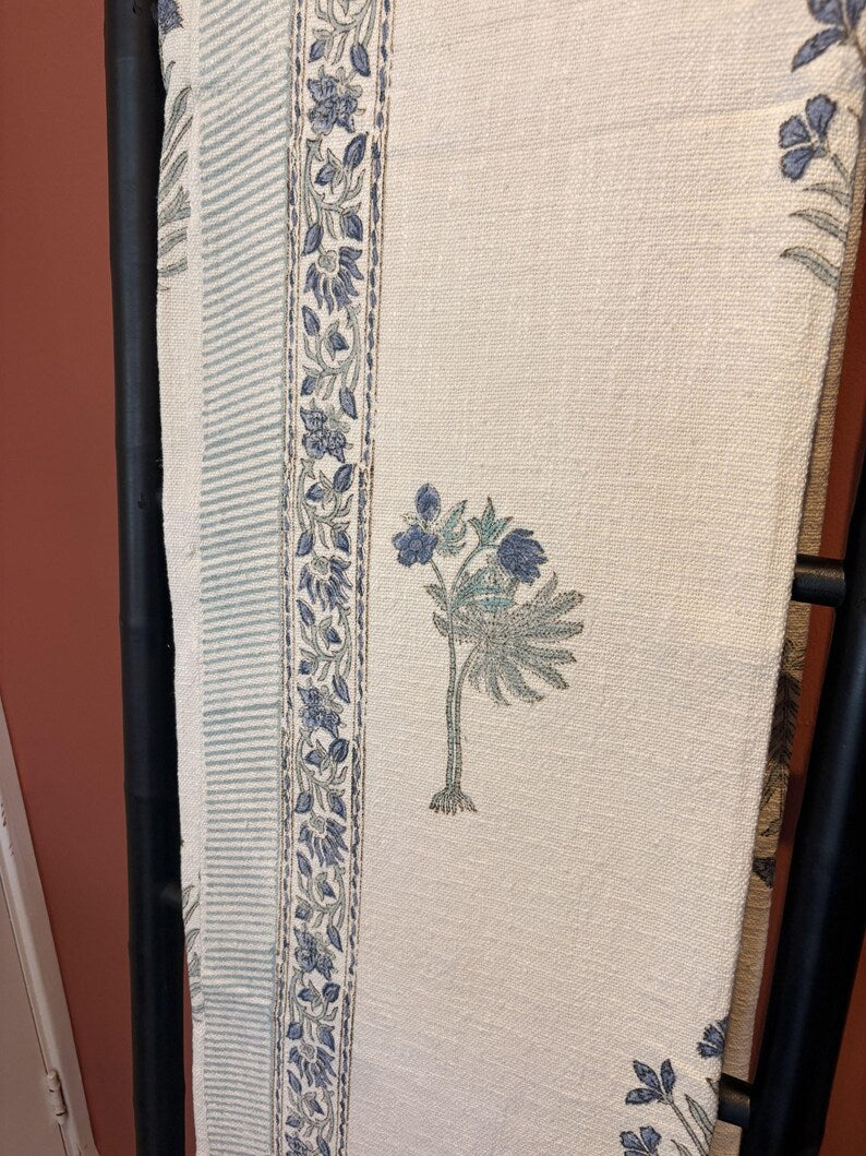 Handblock Print Cotton Sofa Throw Blue Tree - Jaipur Artisan Slub Cotton Blanket/Table Cloth