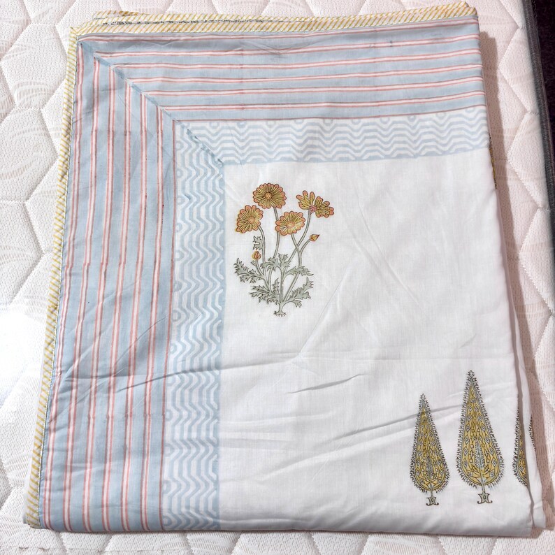 Traditional Hand Block Cotton Dohar for Summer & AC