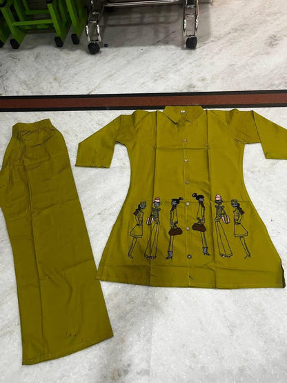 Designer Olive Green Women Co Ord Set
